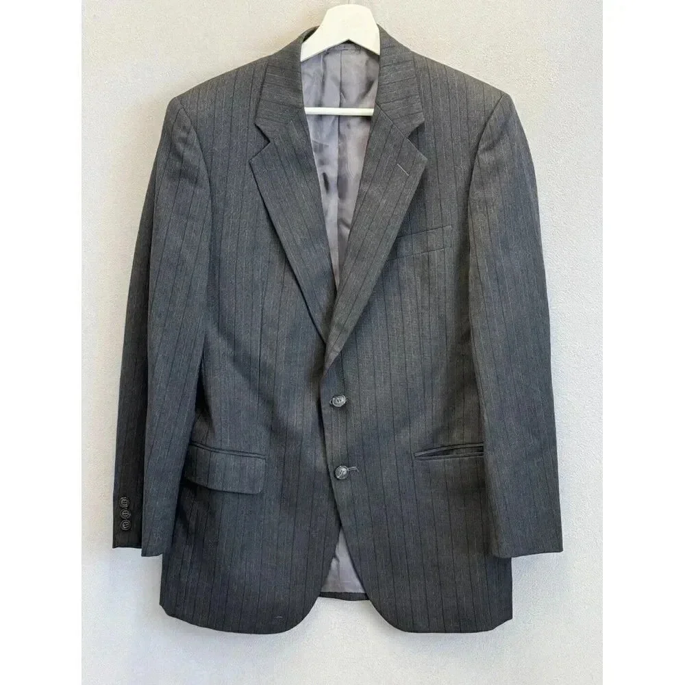 Vintage‎ Verticale Men's Sz 40R Black Pinstripe 100% Pure Wool Blazer